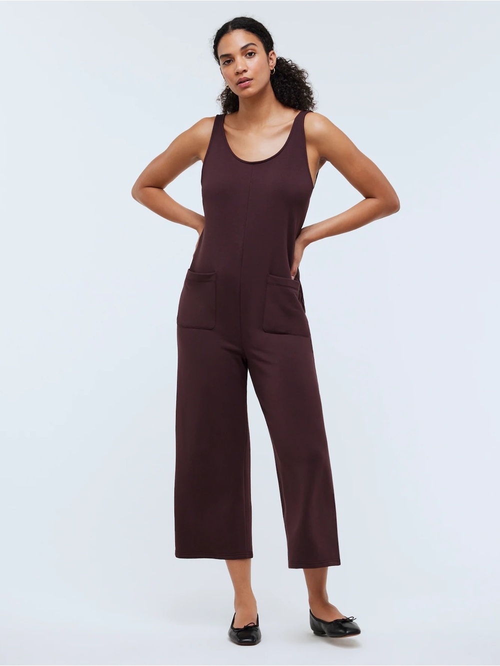 Madewell Sleeveless Wide-Leg Jumpsuit in Deep Brown